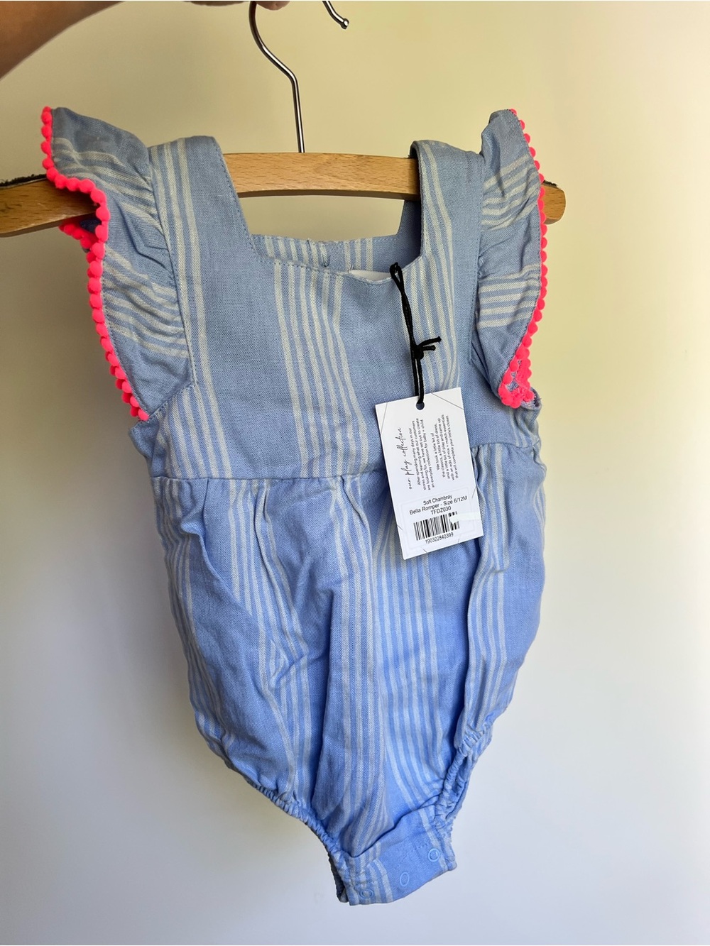 Sammy + Nat NWT Soft Chambray Bella Romper size 6-12 M